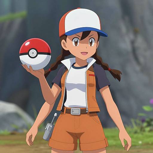 Female Pokemon Trainer with Pokeball