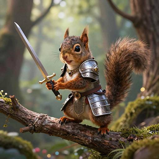 Knight Squirrel in Mystical Forest