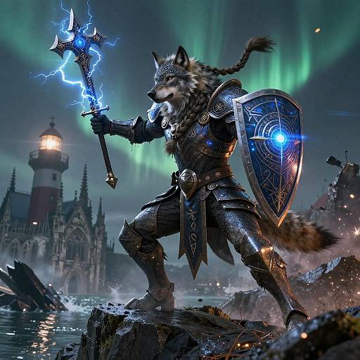 Stormbound Armored Dire-Wolf Battle-Mage