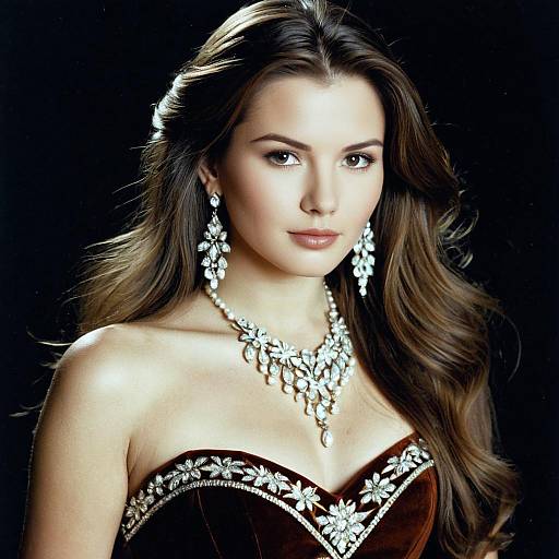 Elegant Woman in Jewelry and Dress