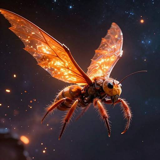Glowing Winged Cosmic Ant Creature