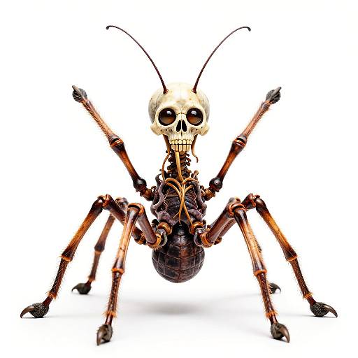 Velvet-Backed Arachnid with Skeletal Head