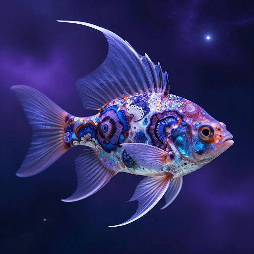 Surreal Fish with Abstract Floral Fins