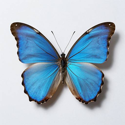 Detailed Traditional Painting of Blue Butterfly