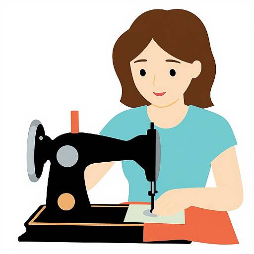 Woman Sewing Machine Clipart