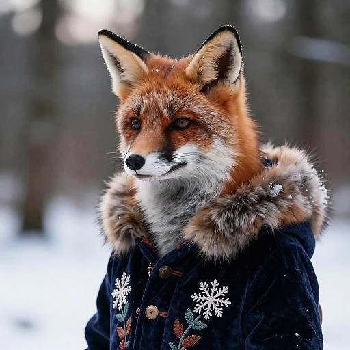 Elegant Winter Forest Foxie Model
