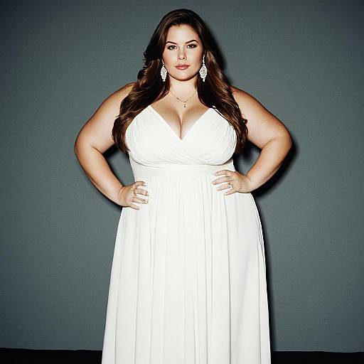 Elegant Plus Size Model in White Dress