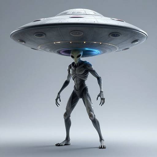 Alien Emerging from UFO in Knolling