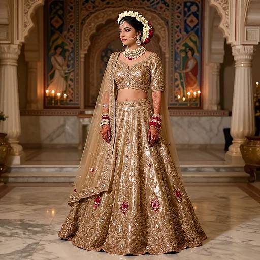 Radiant Bride in Gold Wedding Lehenga