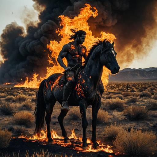 Blazing Centaur in Fiery Desert Landscape