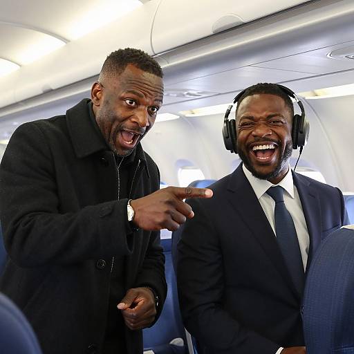 Joyful Conversation in a Plane Cabin