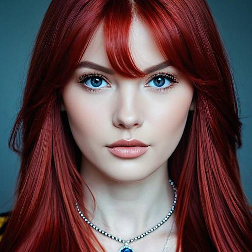 Realistic Portrait of a Girl with Red Hair