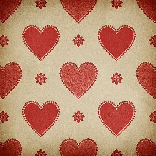 Vintage Crimson Heart Pattern Wallpaper