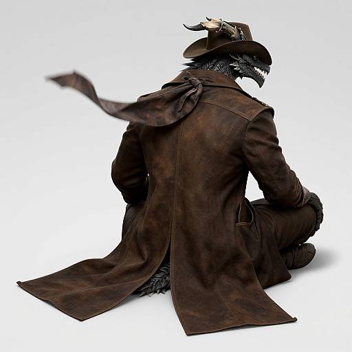 Detailed Western Dragon Cowboy Portrait
