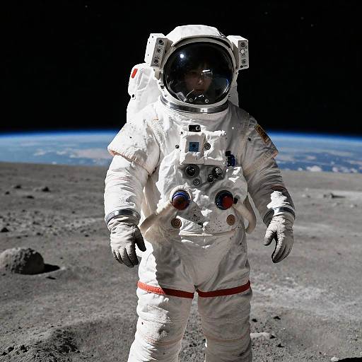 Young Astronaut on Lunar Crater Rim