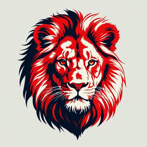 Red and Black Stylized Lion Illustration
