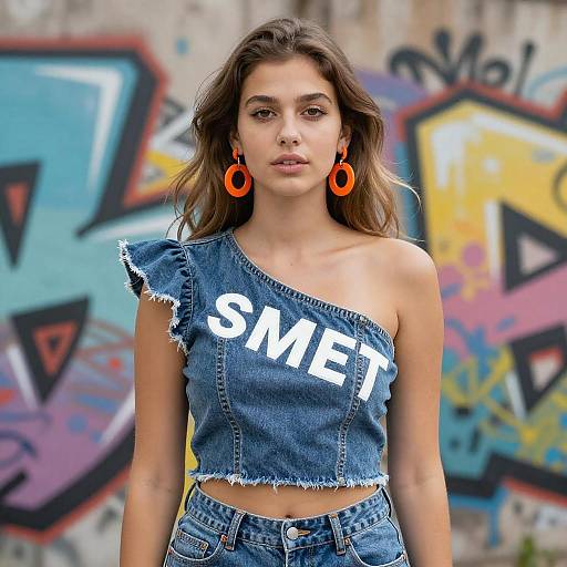 Confident Young Woman Against Graffiti