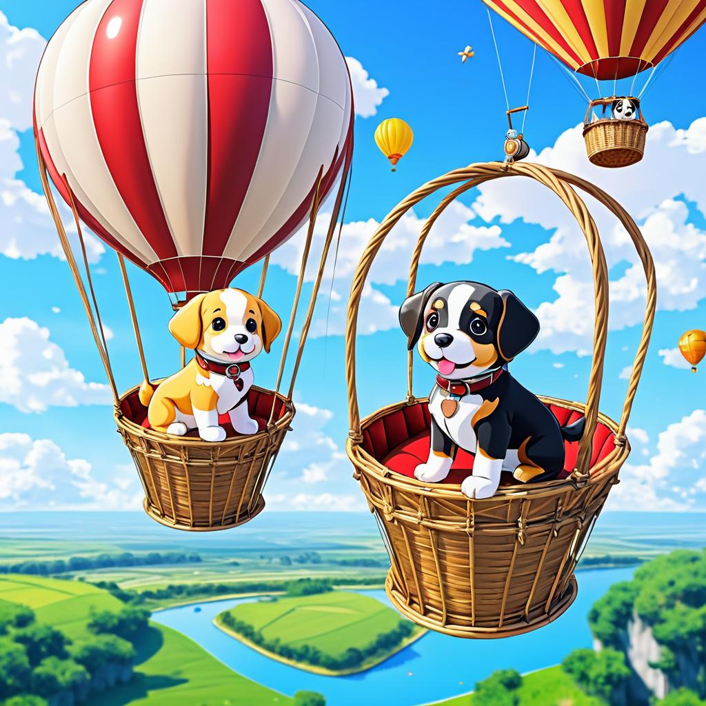 Cute Dogs in a Hot Air Balloon Adventure