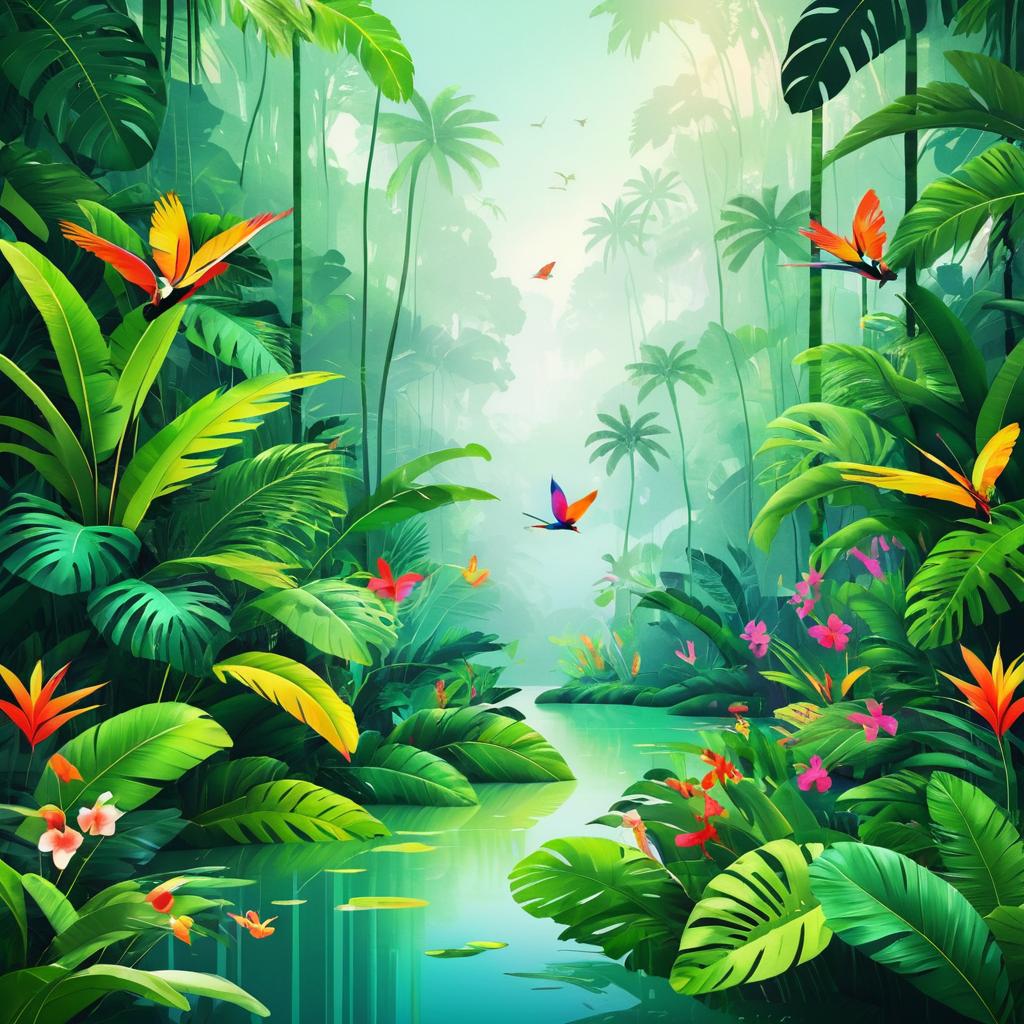 Serene Tropical Rainforest Illustration