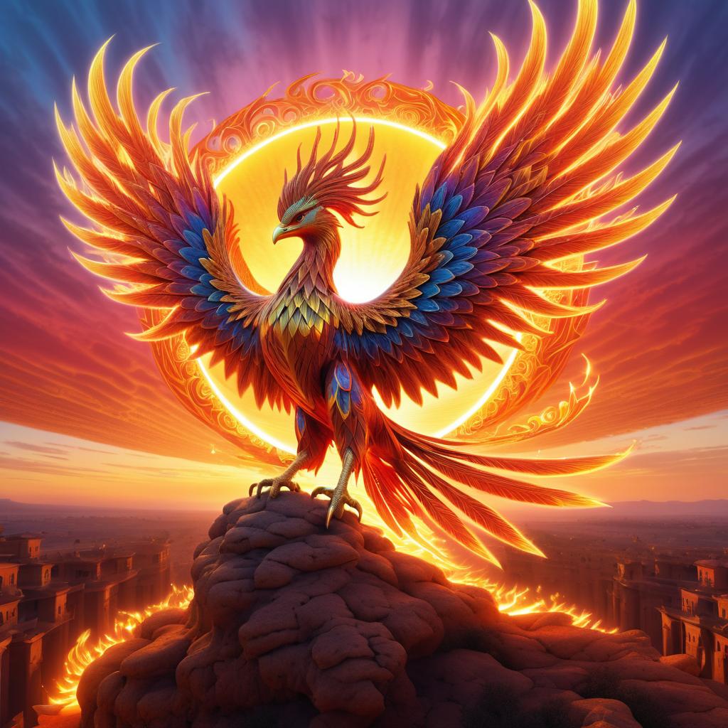 Radiant Phoenix in a Sunrise Sky