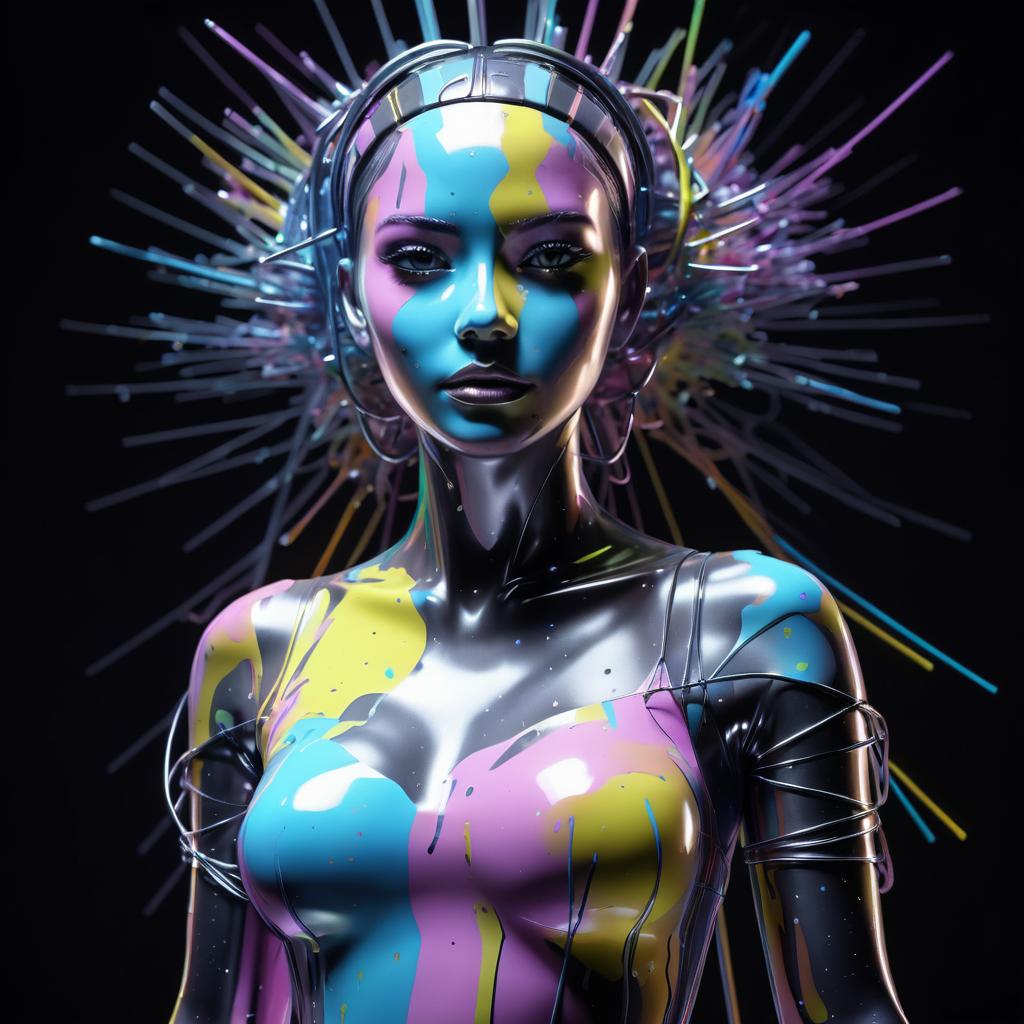 Pastel Painted Cyberpunk Mannequin Artwork