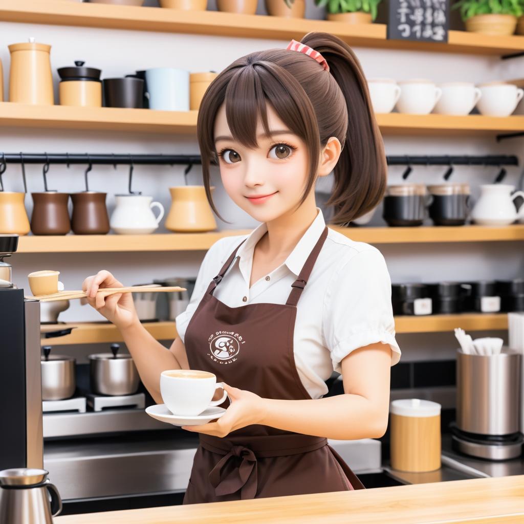 Wholesome Barista in Cozy Café Scene