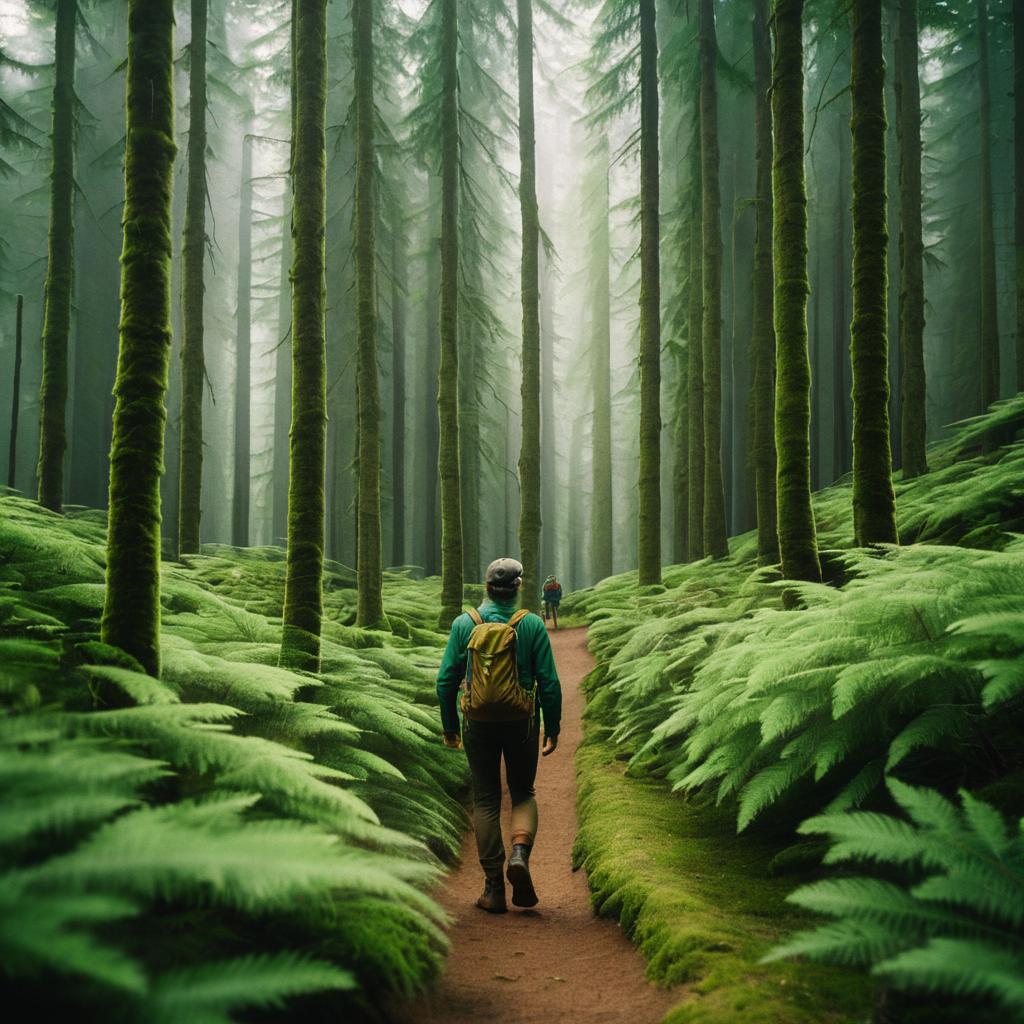 Cinematic Hiker in Earthy Forest Trail