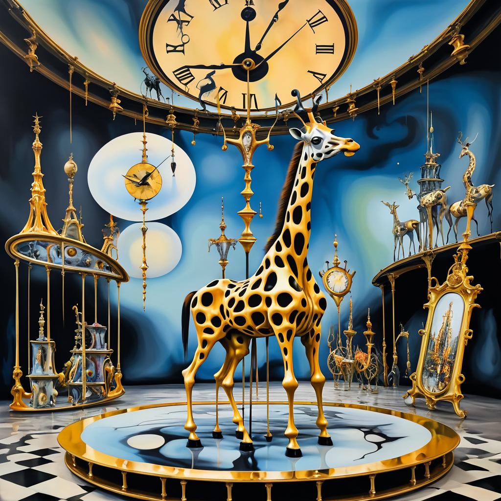 Surreal Giraffe Painting with Dali Influence