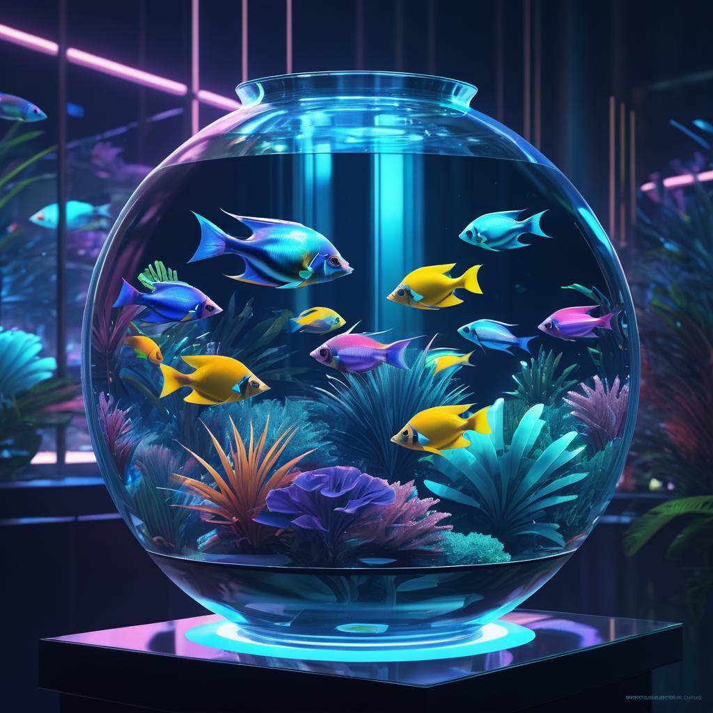 Tropical Fish in a Retro Futuristic Vase