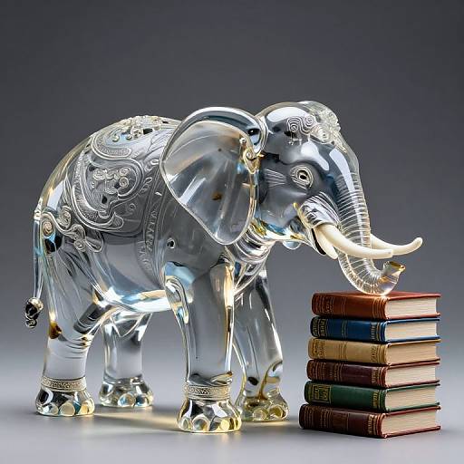 Translucent Glass Elephant Sculpture