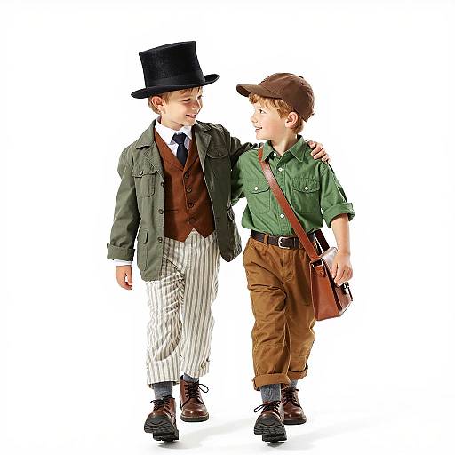 Two Young Boys in Playful Fashion