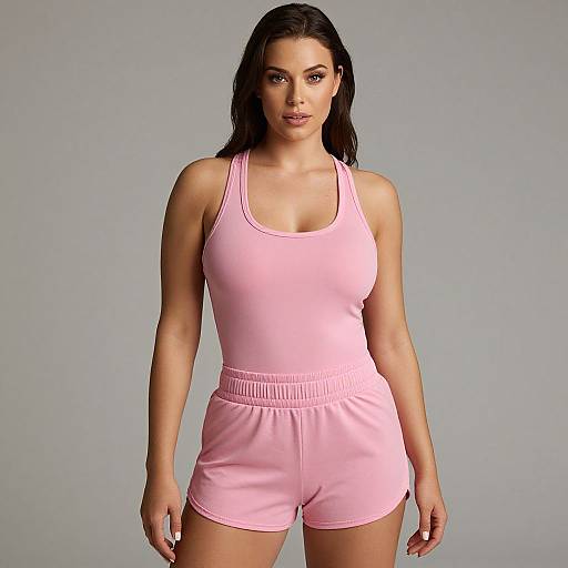 Sporty Casual Woman in Pink Outfit