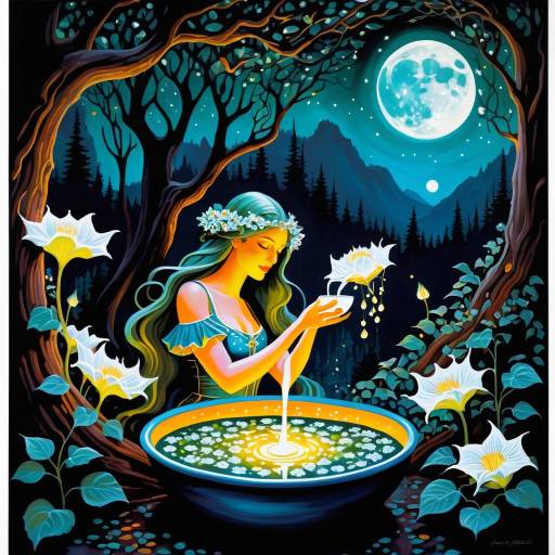 Enchanted Forest Nymph with Moonflowers Enchanted Forest Nymph with Moonflowers