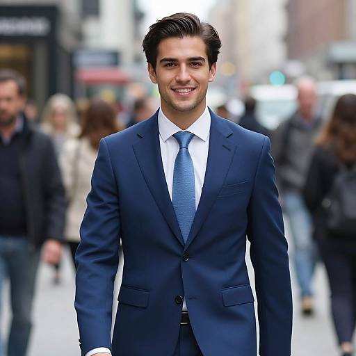 Confident Man in Blue Suit Urban