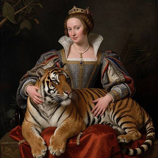 Renaissance Woman with Serene Tiger