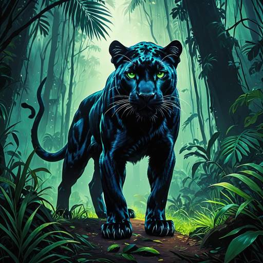 Epic Black Panther in Mystical Jungle