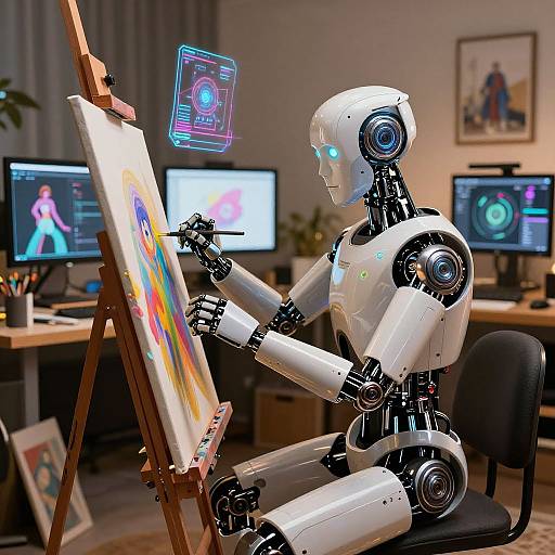 Robotic Artist in Cozy Studio