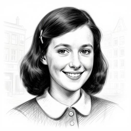 Anne Frank Portrait in Cross-Hatching