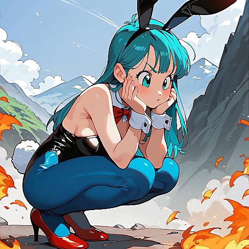Bulma Bunny Girl on Mountain Peak
