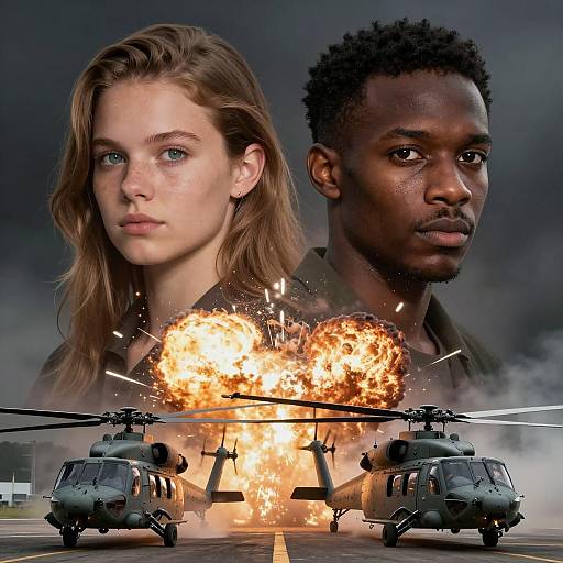 Intense Faces Amidst Military Chaos