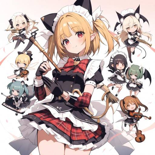 Whimsical Maidens with Musical Instruments