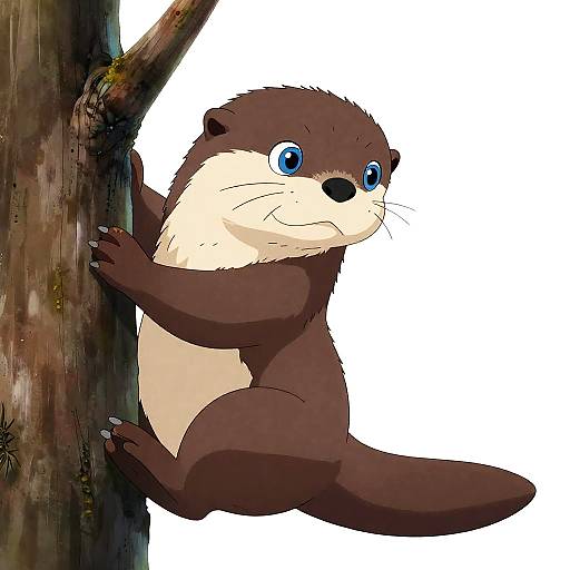 Sporty Otter Climbing in Ghibli Style