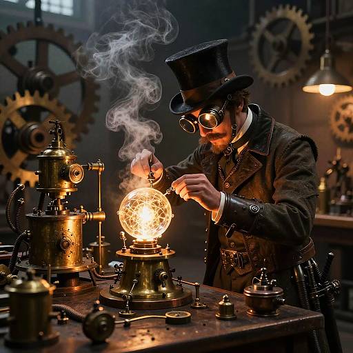 Steampunk Artificer Crafting Arcane Device