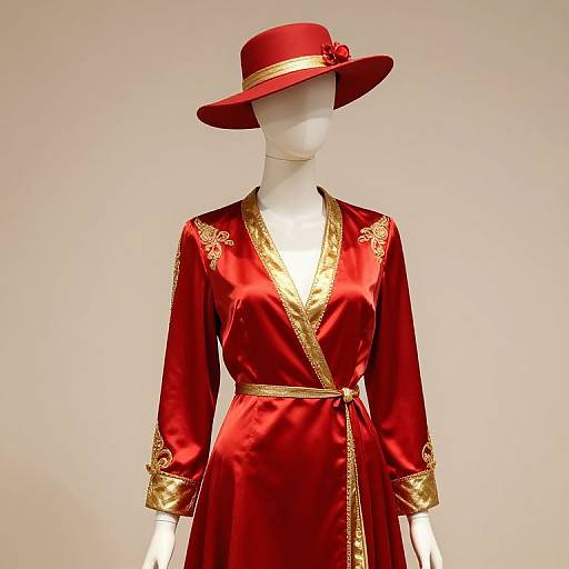 Mannequin in Red and Gold Outfit