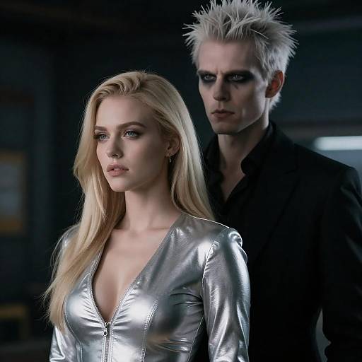 Pale Spiky-Haired Man Behind Blonde Woman