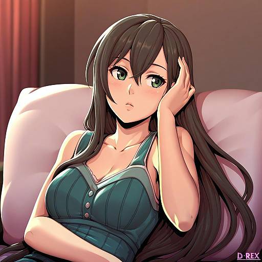 Illustration of Hanazono tae, bang dream! in the style of D-rex