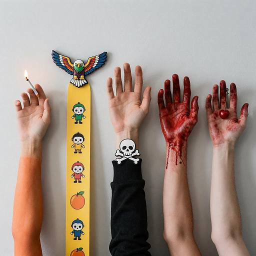 Surreal Vertical Objects with Hands