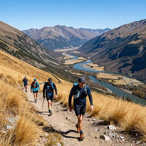 Hikers on Scenic Mountain Trail