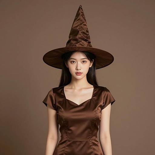 Woman in Brown Witch Costume