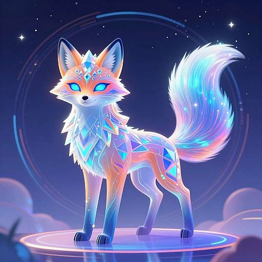 Neon Holographic Fox Fantasy